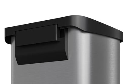 Garvee 21 gal / 80 L Stainless Steel Trash Can with Lid, Large Garbage Can for Kitchen, Rustproof Step-on Kitchen Metal Trash Bin with Liner Rim, Rear Handle, Soft Close Plastic Lid, Silver - color: Silver, size: 21.1 Gallons