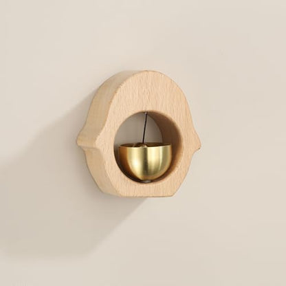 PATIKIL Shopkeepers Bell, Wood Chime Hanging Magnetic Door Bell, Beige,