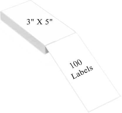 5" x 3" Thermal Labels, Fanfold Shipping Labels with Permanent Adhesive, White Printable Label Stickers for Barcodes, Addresses, Compatible with Zebra, Rollo Thermal Printer (5" x 3"-100pcs) - style: 5" X 3"-White-100PCS
