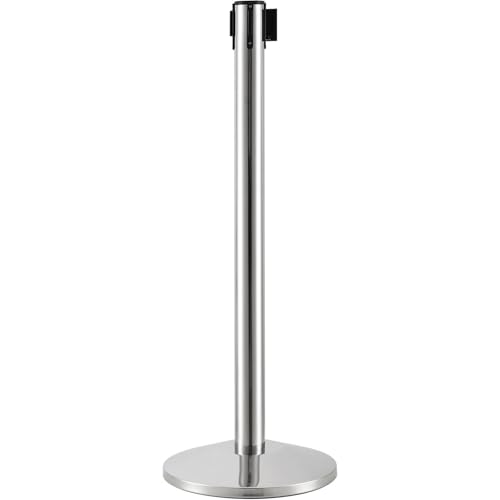 Global Industrial Retractable Belt Barrier, 40"H Stainless Steel Post with