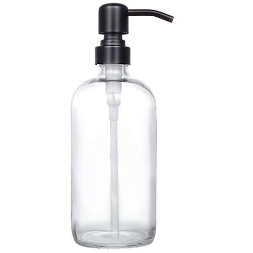Clear Glass Jar Soap Dispenser, Matte Black, 16oz - color: Matte Black
