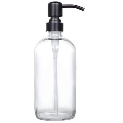 Clear Glass Jar Soap Dispenser, Matte Black, 16oz - color: Matte Black