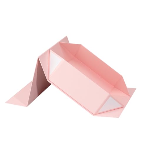 Rsgift Pink Gift Box with Satin Ribbon Collapsible 11x7.8x3.5 Inches Gift Box with Magnetic Closure Matte Textured Finish Box for Wedding Gifts. - color: Pink, size: 11 x 7.8 x 3.5 inches (pack of 1)