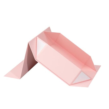 Rsgift Pink Gift Box with Satin Ribbon Collapsible 11x7.8x3.5 Inches Gift Box with Magnetic Closure Matte Textured Finish Box for Wedding Gifts. - color: Pink, size: 11 x 7.8 x 3.5 inches (pack of 1)