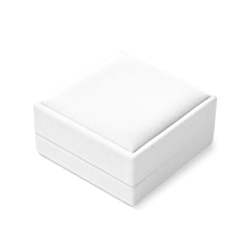 Velvet Jewelry Set Box, White Velvet Necklace Earring Ring Organizer - color: Beige