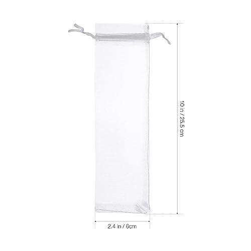 50Pcs White Organza Fan Bags, 2.36x10.24 Inches Large Drawstring Organza Bags Sheer Mesh Hand Fan Pouch with Drawstring Folding Hand Fan Pouches for Festival Wedding Party Favor, Party Supplies Candy Toys Jewelry & Treats - size: 1 Count (Pack of 50)