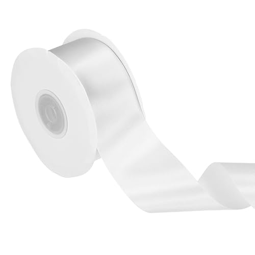 PATIKIL Bright White Satin Ribbon 1-1/2"x25 Yards Solid Fabric Ribbon - color: Bright White, size: 1-1/2" x 25 Yards