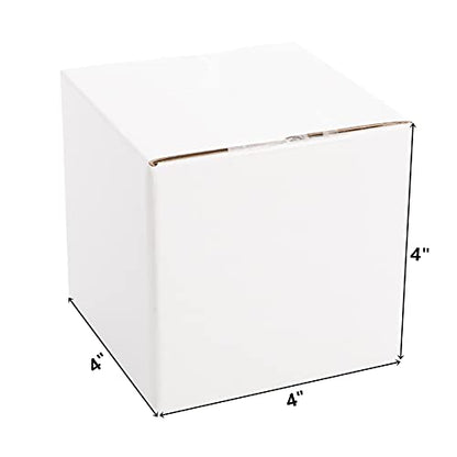 Peohud 40 Pack Small Shipping Boxes, 4 x 4 x 4 Inches White Corrugated Cardboard Box, Mailing Box for Shipping, Packing Storage, Gift Box, Recyclable