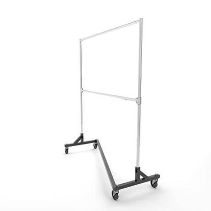 Econoco Brand Commercial Rolling Z-Rack with Add-On Hang Bar - Black Base - color: Black, style: Z Rack with Add On Hang Bar