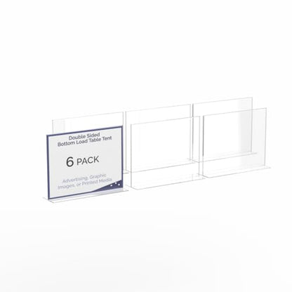 Marketing Holders 6 Pack Acrylic Sign Holder for 11" x 8.5" Literature Double Sided Up Right Frame Clear Bottom Loading Tabletop Horizontal Display for Libraries Schools and Retail Stores - size: 11"W x 8.5"H Bottom Load