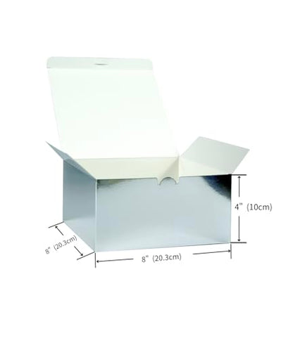Metallic Silver Gift Boxes 25 pcs 8x8x4 for Various Gift-Giving Purposes - size: 1 Count (Pack of 25)