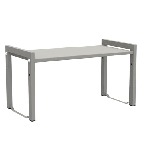 Expandable Cabinet Shelf 7.9"D Adjustable Countertop Riser Metal Rack White - color: White, size: 7.9"D (normal) - 1 Pack