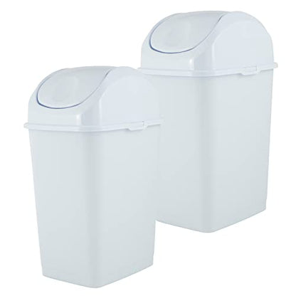 Superio Medium Trash Can with Lid 4.5 Gallon Plastic Swing Top Garbage Can Slim Waste Bin for Under Sink/Cabinet, Laundry Room, Kitchen, Office, Bedroom, Bathroom, College Dorm, 18 Qt, White, 2 - size: 4.5 Gallon, style: 2 Pack