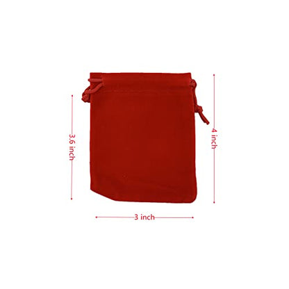 Palmhomee Pack of 48 3x4 Inch Velvet Drawstring Bags Gift Bag Velvet Pouch For Jewelry Wedding and Party Favor (Red) - color: Red