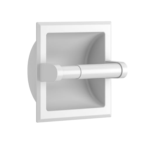 FORIOUS Recessed Toilet Paper Holder for Mega Rolls, White - color: White