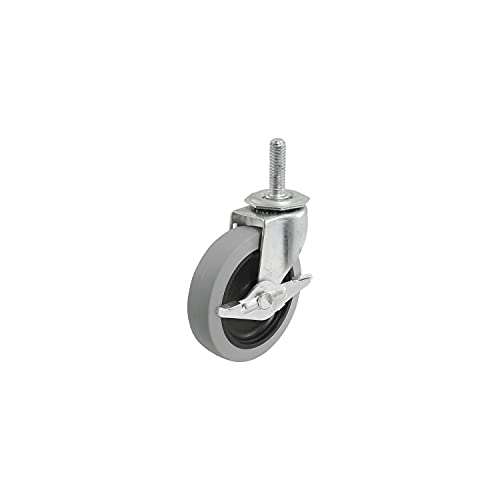 Shepherd Hardware 3266 3-Inch Threaded Stem TPR Caster with Brake, 110-lb Load Capacity , Gray - size: 3 Inch