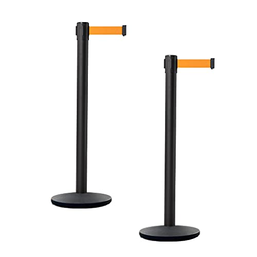 CCW 2 Pack Retractable Barrier Stanchions, 7.5 Ft Fluorescent Orange Belt - color: Fluorescent Orange, size: 7.5 Foot