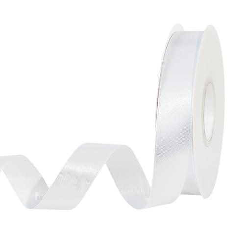 7/8in Polyester White Satin Ribbon 50Yds Wedding Craft Gift Wrap - color: White, size: 50 Yards