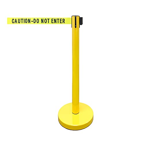 VIP Crowd Control Retractable Belt Stanchion Queue Safety Barrier Set, 36" Ht, 78" Belt (2 YEL Posts Caution Belt) - color: 2 YEL Posts Caution Belt