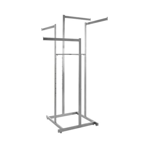 Econoco 4-Way High Cap. Garment Rack, 22in Arms, 48–72in H - color: Satin Chrome