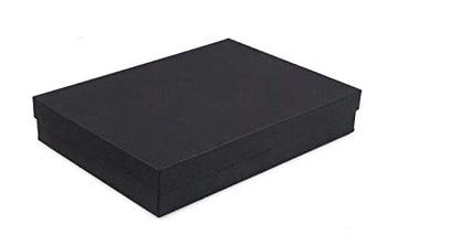RJ Displays 25 Piece Pack Black Matte Cotton Filled Lidded Jewelry Gift Box Necklace, Belt Buckle, Pendant, Brooch, Bracelet, Bangle, anklet, Pocket Watch - Size 5.25" X 3.75" X 1" Inch - color: Black Matte