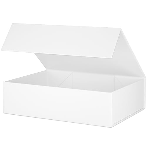 White Gift Box 11.9" x 8.5" x 3.3",Magnetic Closure Gift Boxes for Presents - color: White