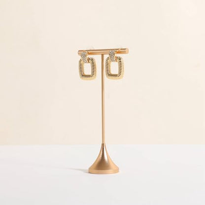 Single Gold Earring T bar Stand, Metal earring display holder for show, Small jewelry studs hanger for Online store Photo Shoot【Gold-Cone Base Height 5"】 - size: Low