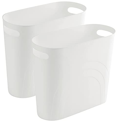 Small Bathroom Trash Can, 3.5 Gallon Slim Garbage Can, 2 Pack White - color: White, size: 2 pack