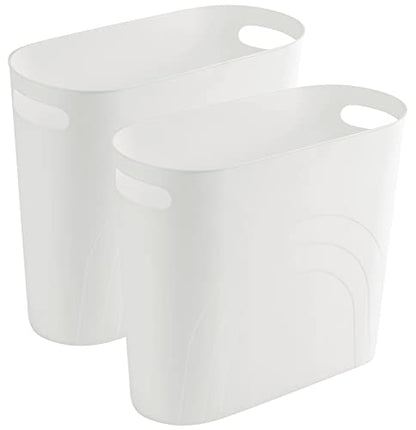 Small Bathroom Trash Can, 3.5 Gallon Slim Garbage Can, 2 Pack White - color: White, size: 2 pack