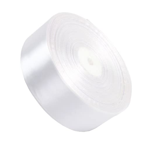 White Satin Ribbon 1 Inch for Gift Wrapping, 50 Yards in Length - color: White, size: 1"