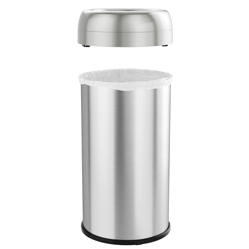 iTouchless 16 Gallon / 61 Liter Dual-Deodorizer Trash Can and Recycle Bin, Stainless Steel Commercial Grade Large 10 Inch, Home, Restaurant, Restroom, Office, Open Top, Round - color: Stainless Steel 16 Gal