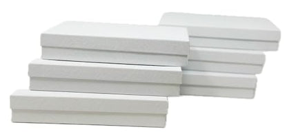RJ Displays 6 Pack Cotton Filled Swirl White Cardboard Jewelry Boxes for Necklace, Bracelet, Watch & Small Gifts, Jewelry Gift Boxes with Lids, Size 5.25 x 3.75 x 1 Inch – White