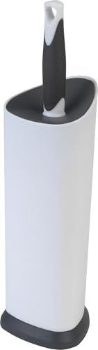 Clorox Covered Toilet Brush and Caddy with Splash Guard & Non-Skid Base, 2-Piece, White - style: Brush with Holder