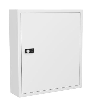 Key Cabinet Lock Box with 131-Keys: Steel Wall Mount Key Box Organizer - Large Storage and Secure Combination Lock Boxes for Home Office Business - White - color: Matte White
