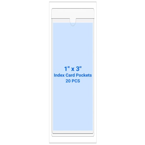 20 PCS Clear Self Adhesive Plastic Label Pockets, Top Loading Business & Library Index Card Holders, Peel and Stick Sleeves for Storage Bins, Totes, Binders and Drawers (1 x 3 Inch) - size: 1" x 3", style: Vertical