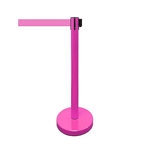 VIP Crowd Control Retractable Belt Stanchion Queue Safety Barrier Set, 36" Ht, 78" Belt (2 M.Pink Posts Pink Belt) - color: 2 M.Pink Posts Pink Belt