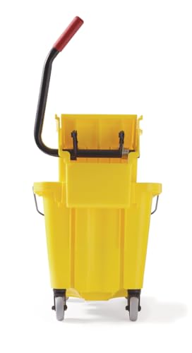 Rubbermaid Commercial Products WaveBrake 26 Qt. Side-Press Mop Bucket and Wringer Combo on Wheels, Yellow, for Professional/Industrial/Business Heavy-Duty Floor Cleaning/Mopping - size: 26 Qt.
