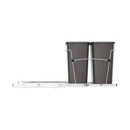 Rev-A-Shelf RV-18KD-13C-S Double Pullout Trash Can for Kitchen Cabinets 35 Quart Garbage Recycling Bin on Full Extension Slides, Gray - color: Dark Gray
