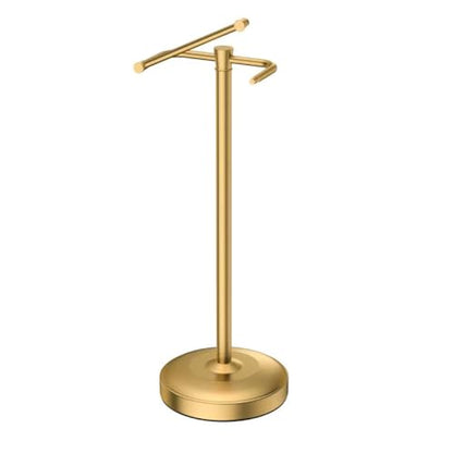 Freestanding Toilet Paper Holder Stand, Heavy Duty Brushed Brass Stainless Steel Toilet Paper Holder with Weighted Base, Rustproof & Tool-Free Installation for Modern Bathrooms - color: Brass