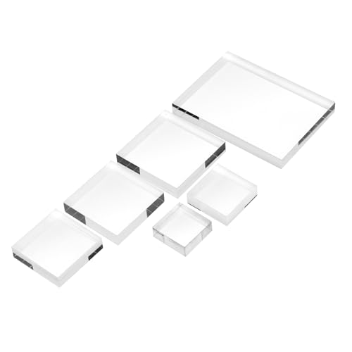 6 Pcs Clear Acrylic Rectangle Blocks for Display