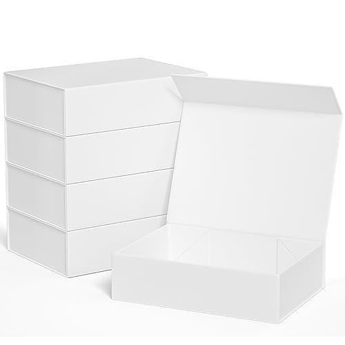 White Gift Boxes 11.9" x 8.5" x 3.3",Magnetic Closure Gift Box for Presents - color: White/5PCS