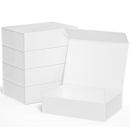 White Gift Boxes 11.9" x 8.5" x 3.3",Magnetic Closure Gift Box for Presents - color: White/5PCS