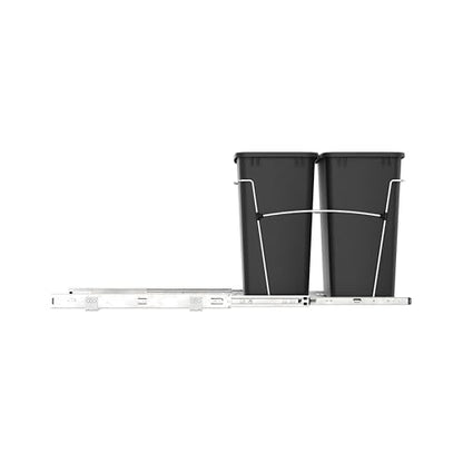 Rev-A-Shelf Double Pullout Garbage Trash Cans for Kitchen Cabinets, 35 Qt - color: Black