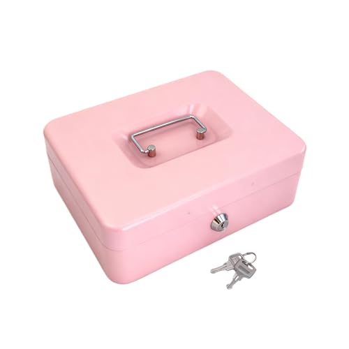 10" Cash Box with Money Tray, Pink, Large - color: Pink, size: Large