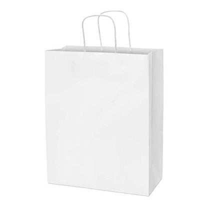 Prime Line Packaging White Goodie Bags, 10x5x13 Inch, 25 Pack