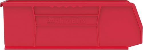 Akro-Mils 30234 AkroBins Plastic Storage Bins, 15"x5"x5", Red, 12-Pack - color: Red
