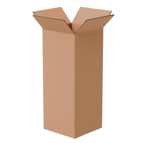 The Boxery 4"x4"x10" Corrugated Cardboard Boxes 50-Pack - size: 4 x 4 x 10"