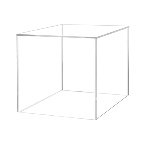 7 Inch Acrylic Display Riser Box with One Open Side No Lid Versatile Clear Square Retail Product Platform and Merchandise Storage Bin No Assembly by Marketing Holders - size: 7"w 7"d x 7"h
