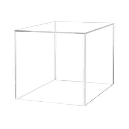 7 Inch Acrylic Display Riser Box with One Open Side No Lid Versatile Clear Square Retail Product Platform and Merchandise Storage Bin No Assembly by Marketing Holders - size: 7"w 7"d x 7"h