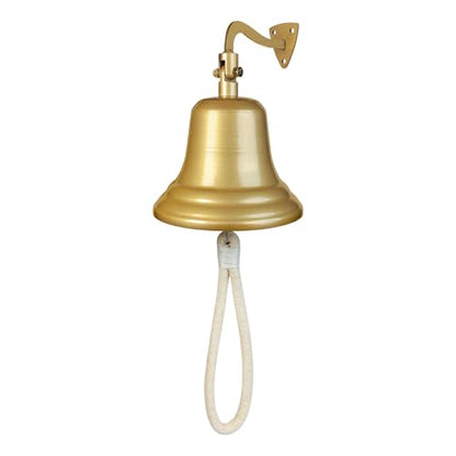 Heavy Duty Hanging Bell Dinner Bell Outdoor Bell Bracket Mount Wall Bell Indoor Rope Bell Ship/Boat/Nautical/Door/School/Reception/Home/Church Bell(Gold) - color: Pro-gold